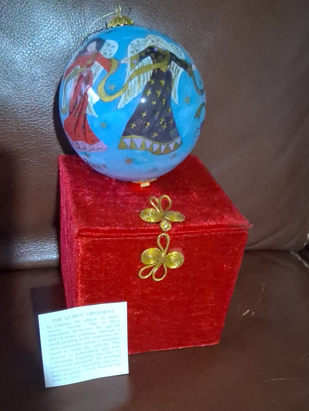 Hand-Painted Blue Angel Ceramic Ornament - Decorative Holiday Art